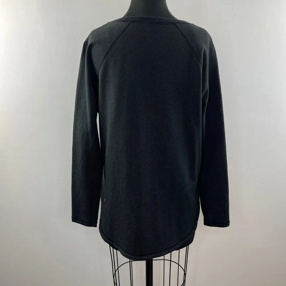 LULULEMON Black After Asana Long Sleeve V-Neck Pullover Sweatshirt w/ Pockets